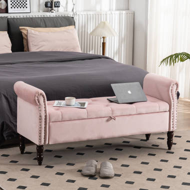 Grey velvet end of best sale bed bench